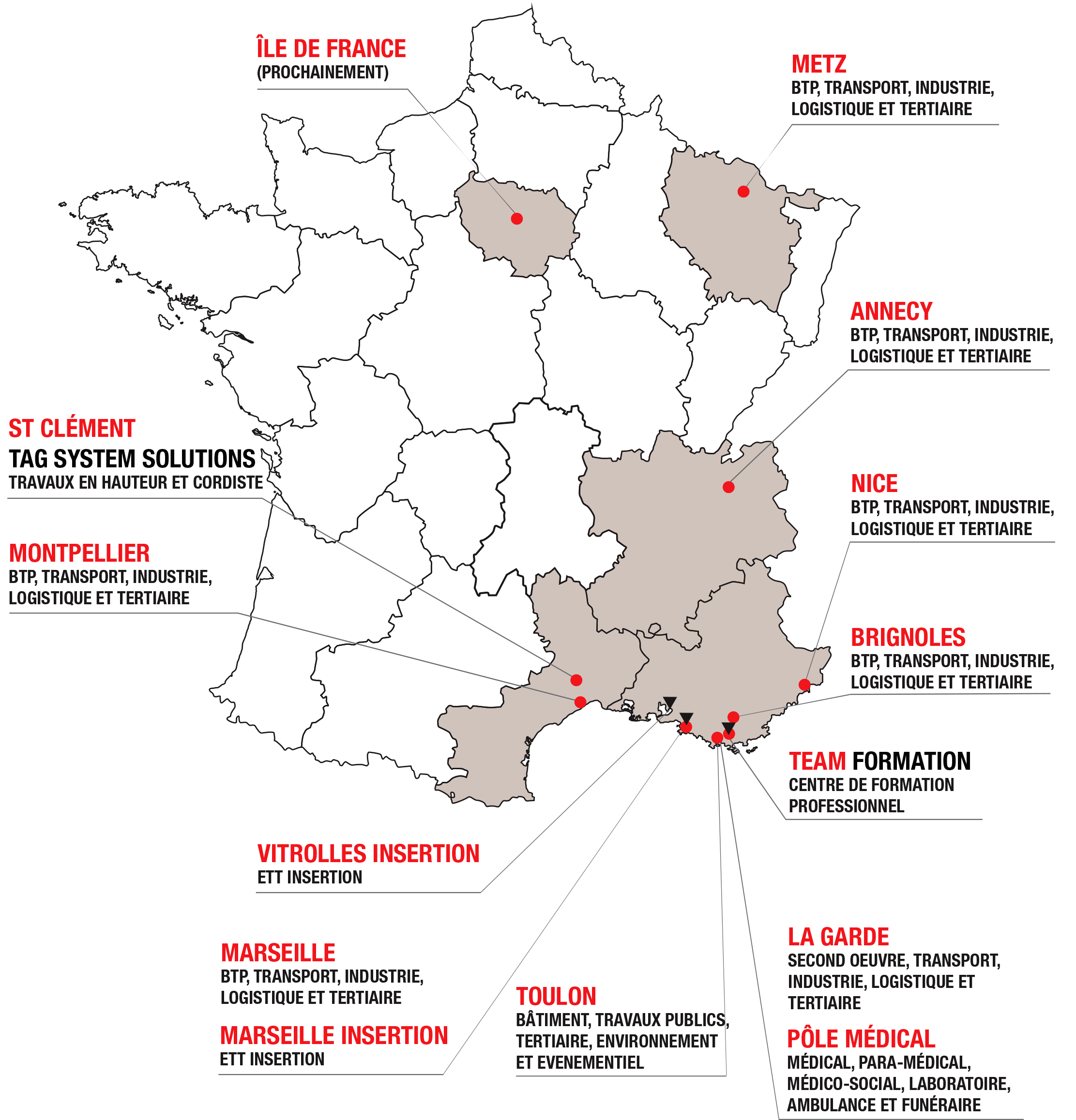 Carte des agences