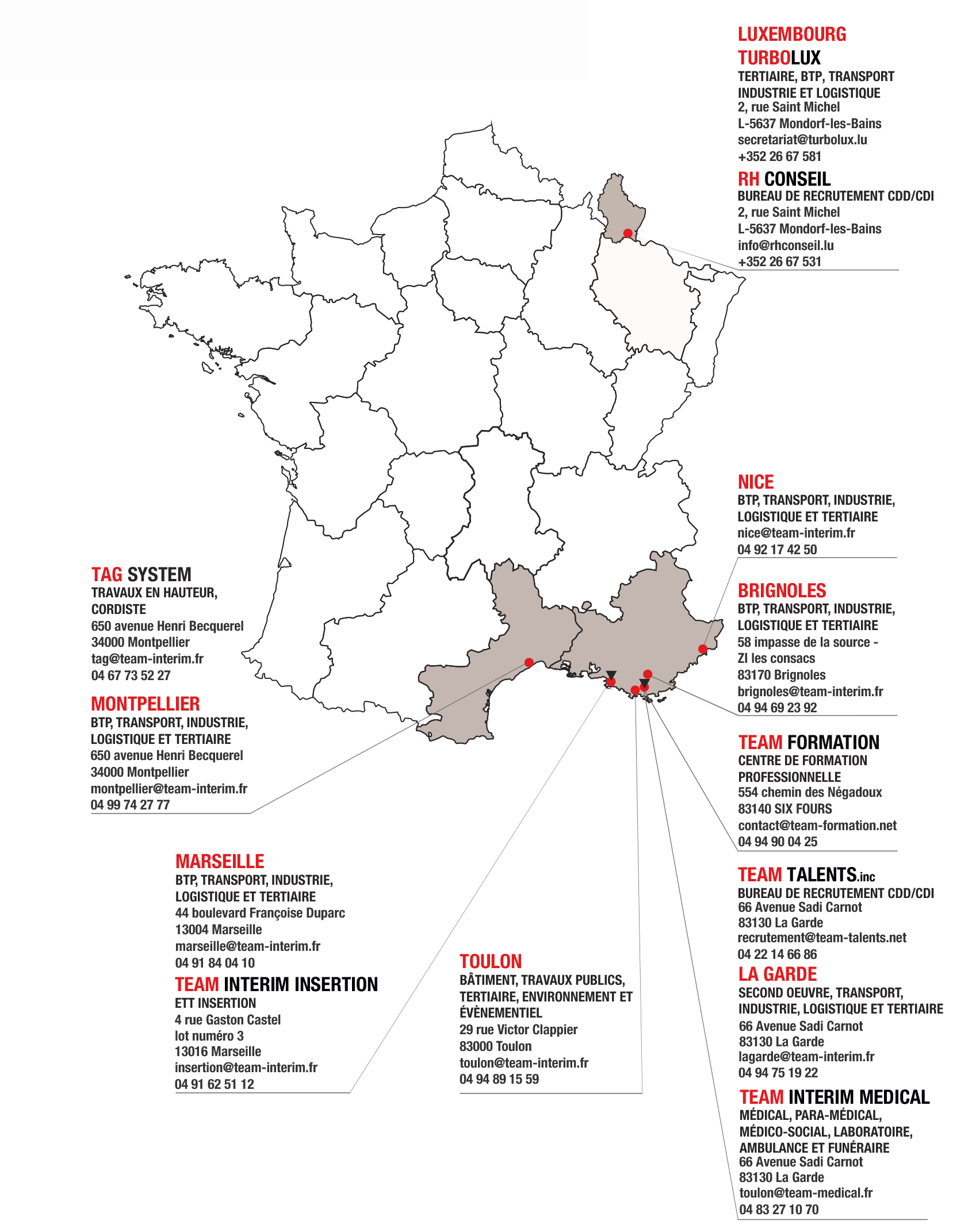 Carte des agences