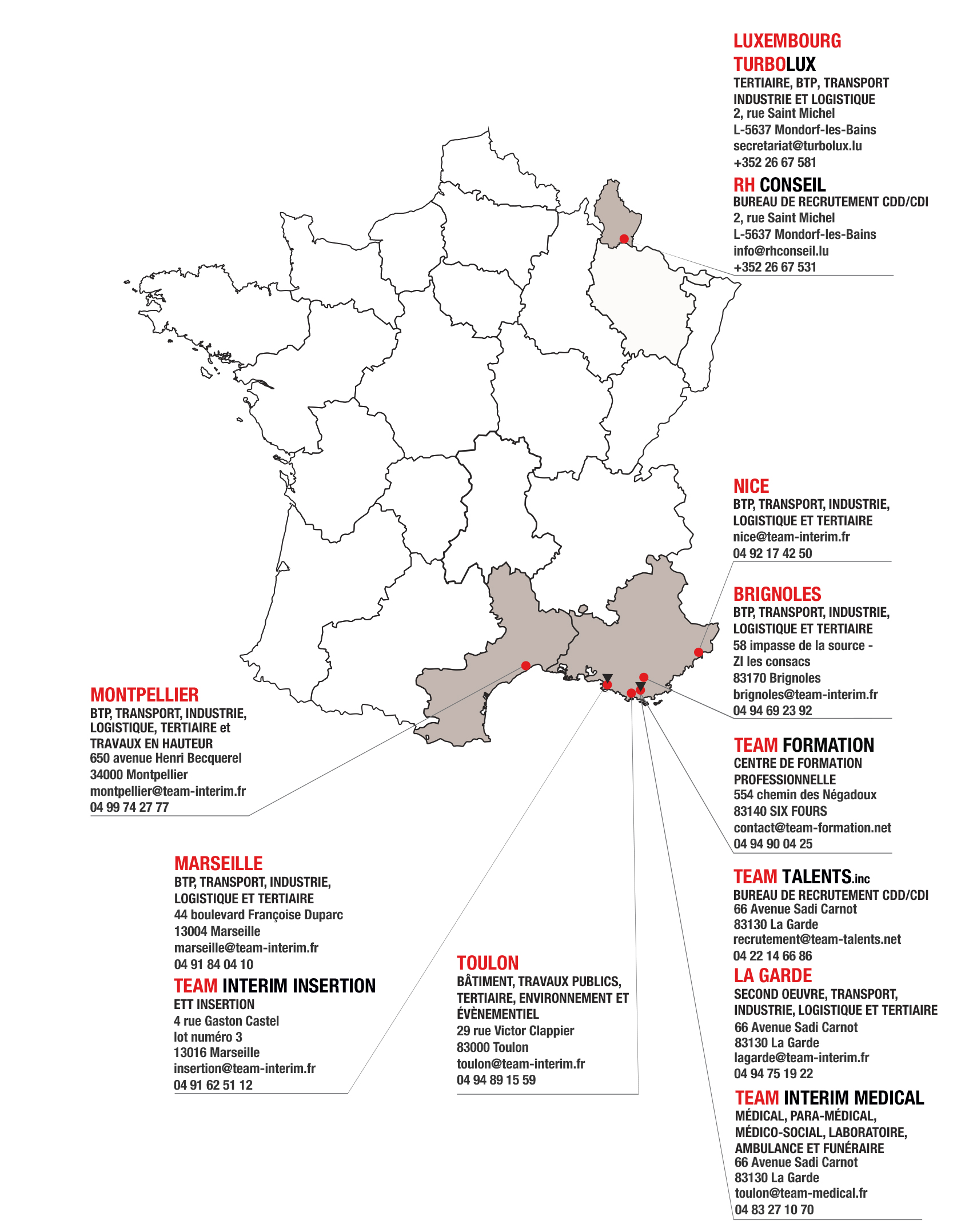 Carte des agences