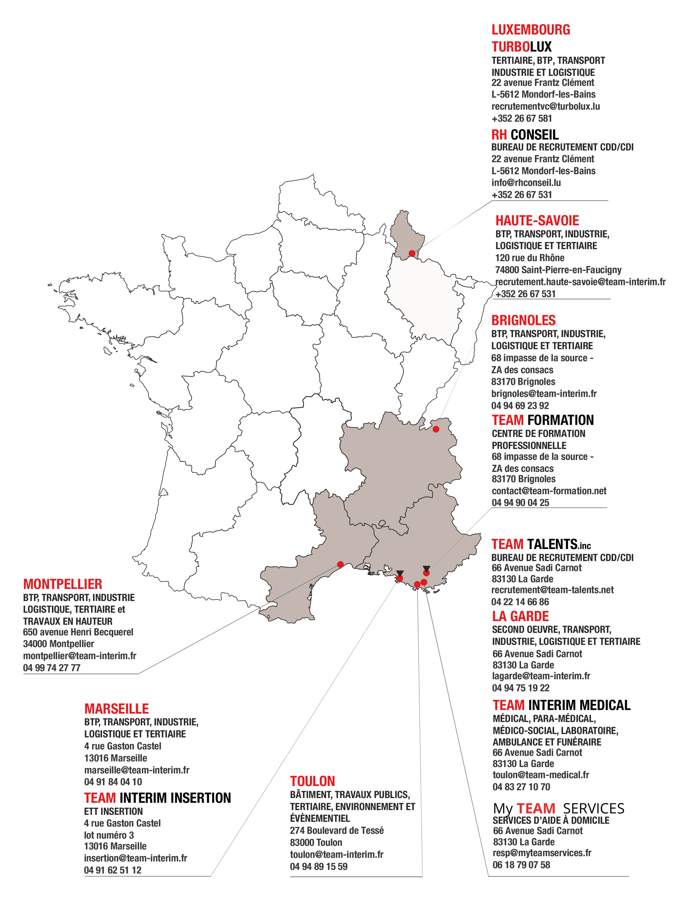 Carte des agences