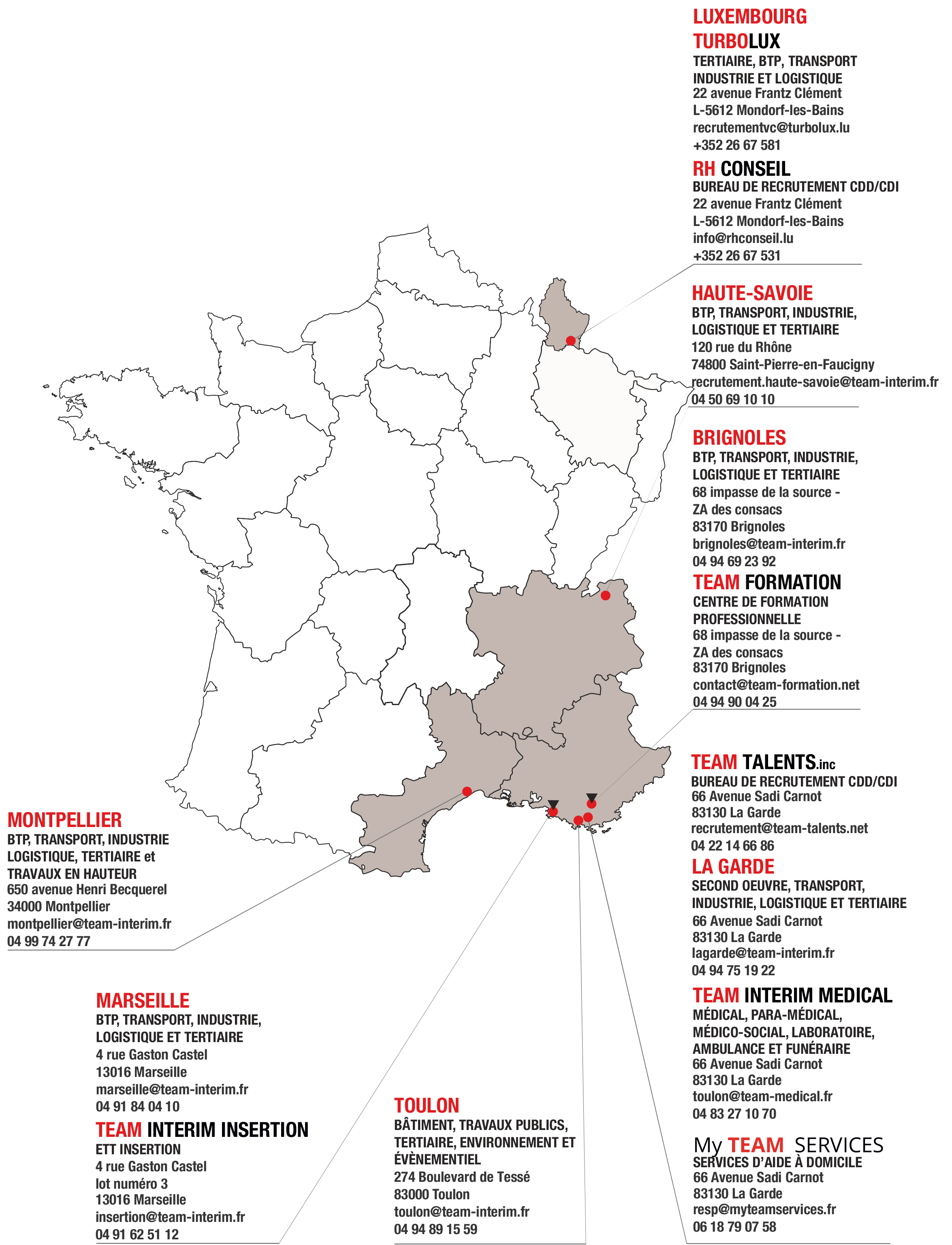 Carte des agences