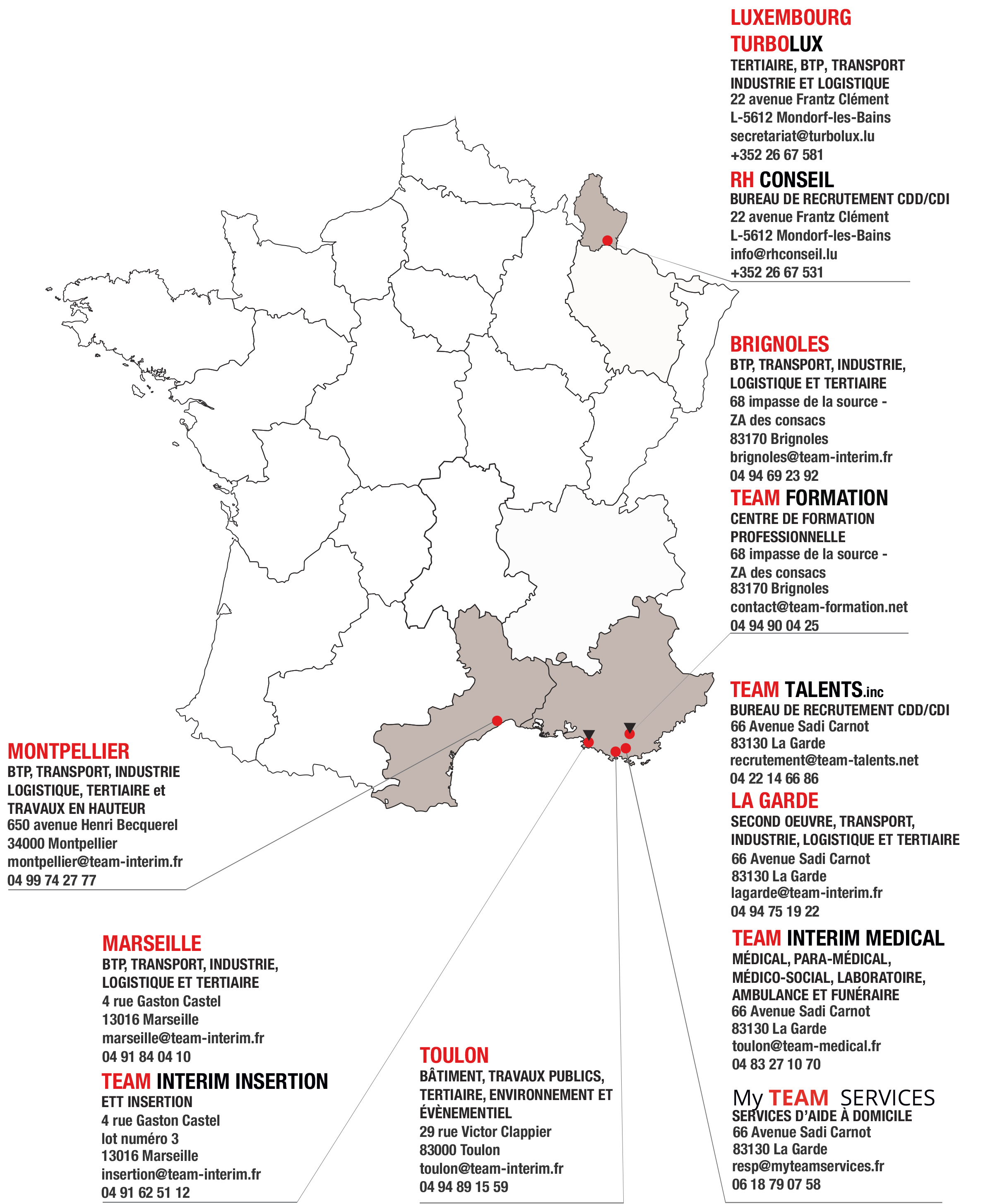 Carte des agences